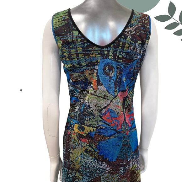 🛍️3/$40 Bold Abstract Print Sleeveless Midi Dress with Front Zipper – Size M - Picture 6 of 6